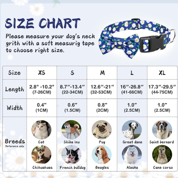 Daisy Blue Dog Collar with Removable Bow - Picture 6 of 8